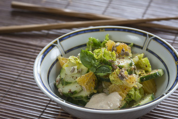 Salad of cucumbers and oranges