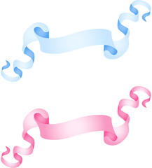 Baby blue and pink ribbon banners