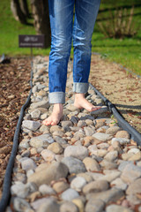 walking  on pebbles