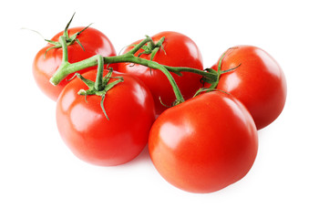 Bunch of fresh tomatoes isolated on white