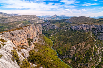 Landscape view of river and Canyon du Verdon, Provence