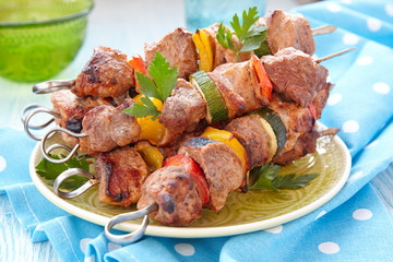 Grilled pork kebabs