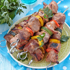 Grilled pork kebabs