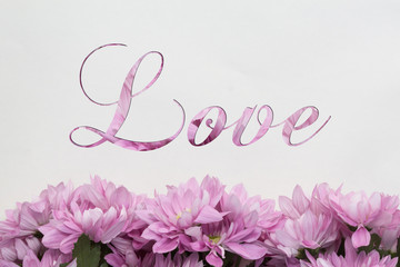 Love - Flowers frame on white background 