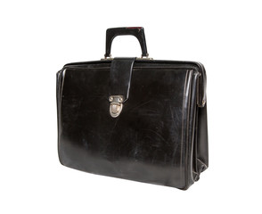 Old black briefcase