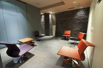 Interior of a modern hotel spa center waiting room 