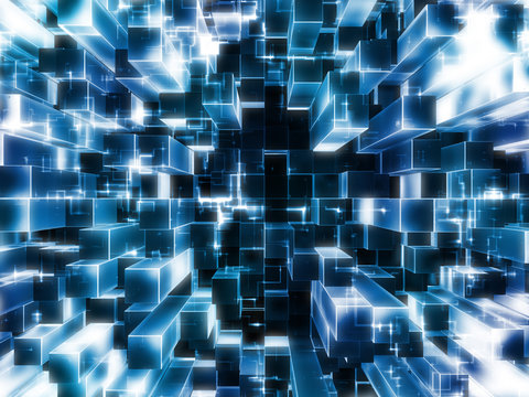 Blue Blocks Abstract Background