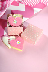 Heart shape pink and white cookies
