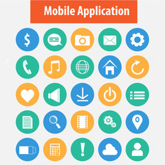 Mobile application white icons vector.