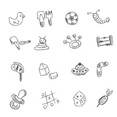 toys, icons, sketch, vector, illustration, set