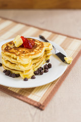 Pancake Stack with strawberry jam