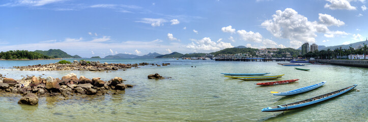 Fototapeta na wymiar Boats in Sai Kung, HK