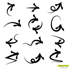 Set of doodle rough bursh arrows, Design element for business pr
