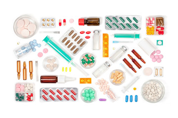 pills on white background