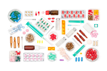 pills on white background