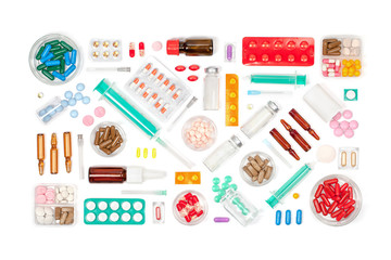 pills on white background