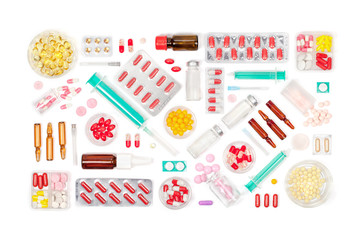 pills on white background