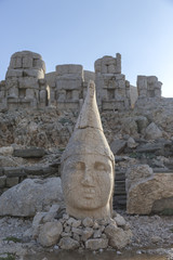 Stone head statues at Nemrut Mountain in Turkey
