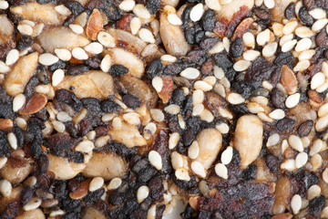 sesame, sunflowers and other seeds, brittle as background