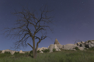 Cappadocia landscape at night time, Turkey
