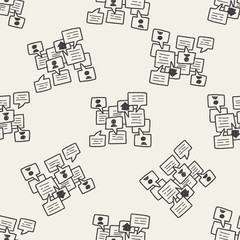 people talk doodle seamless pattern background