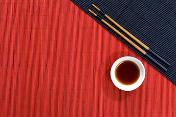 Straw mat and chopsticks