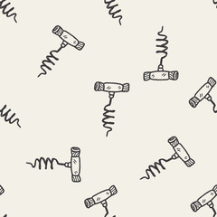 wine corkscrew doodle seamless pattern background