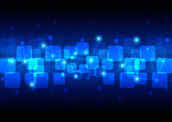 abstract mesh with circle and round rectangle on blue color back