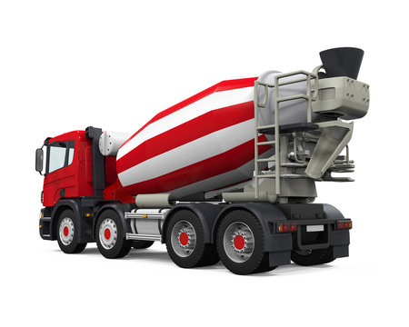 Red Concrete Mixer Truck