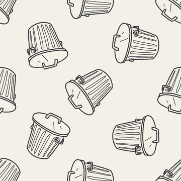 Trash Can Doodle Seamless Pattern Background