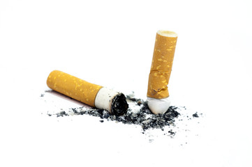 finished cigarettes isolated on white