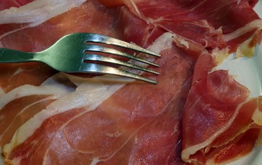 tasty slices of Italian raw ham