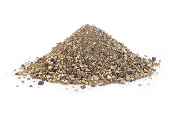 Black pepper powder on white
