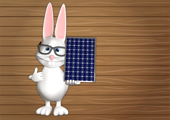 Hase Solar Solaranlage Solarpanel 3D weiß zeigen Comic