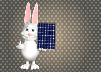 Hase Solar Solaranlage Solarpanel 3D weiß zeigen Comic