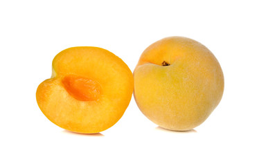 closeup ripe peach on white background