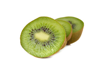 Fototapeta na wymiar closeup sliced kiwi fruit on white background