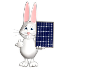 Hase Solar Solaranlage Solarpanel 3D weiß zeigen Comic