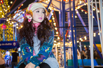 Fototapeta na wymiar Asian Winter fashion girl Korea