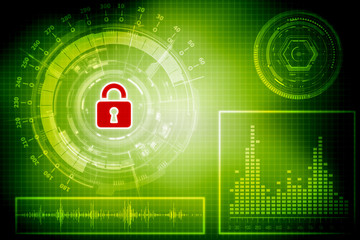 Security concept: Lock on digital screen, contrast, 3d render