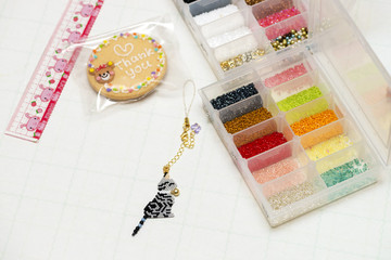 ビーズストラップ製作
