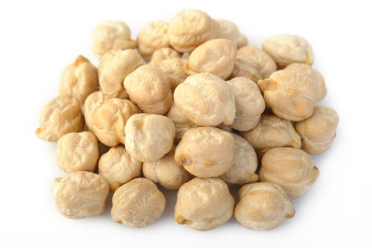 garbanzo beans on white background