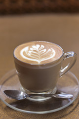 Cappuccino or latte coffee at the coffee shop