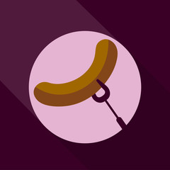 Barbecue, sausage on a fork ,vector icons