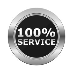 100% Service Silver Button