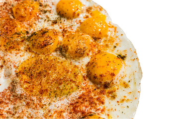 Quail egg omelette isolated with clipping path