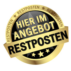 button with text Hier im Angebot Restposten