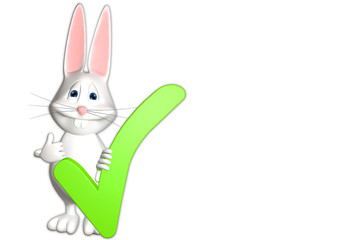 Hase Häkchen Haken grün richtig 3D weiß zeigen Comic