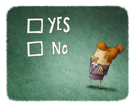 woman take a decision between yes or no