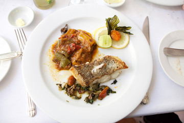 seabass steak cooked in french style